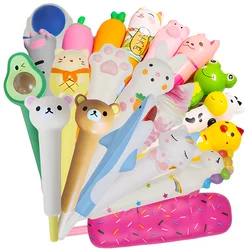 Cute Pens Squishy Kawaii Fidget Squeeze Gel Pen Fluffy Stress Relief Foam Spinning Kids Aesthetic Stationery Ballpoint Funny Toy