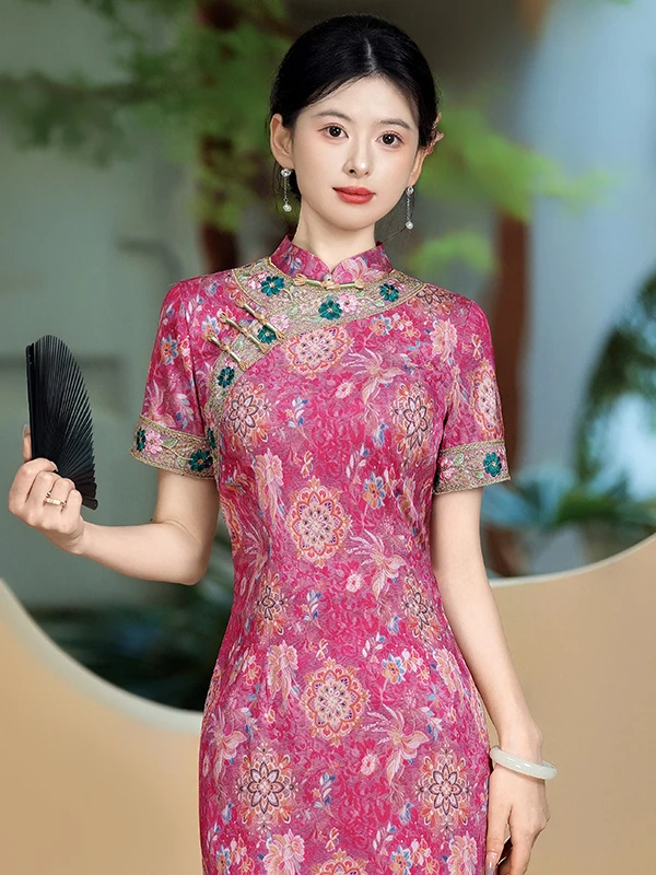 

New Chinese Sle Long Evening Gown anghai Vintage Design Breathable Comfortable Daily Wear Summer 2025