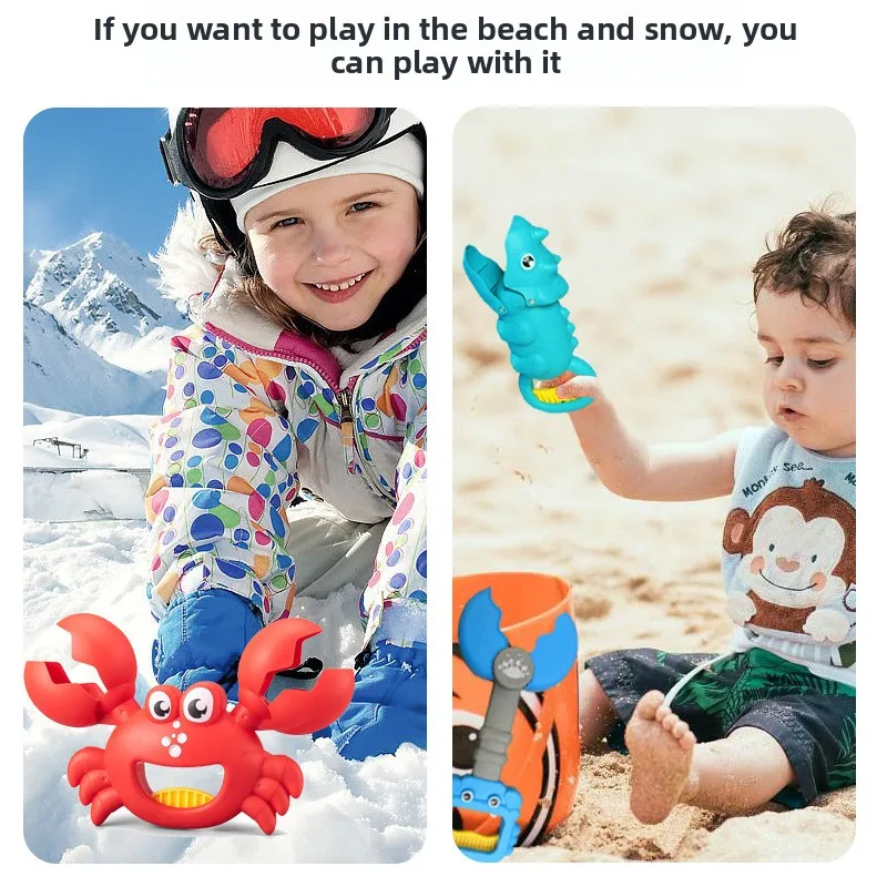 Clip giocattolo da spiaggia per bambini, moschettone, dinosauro, per ragazzi e ragazze, morsetto per gamba di granchio, braccio robotico, set di pale per sabbia da spiaggia