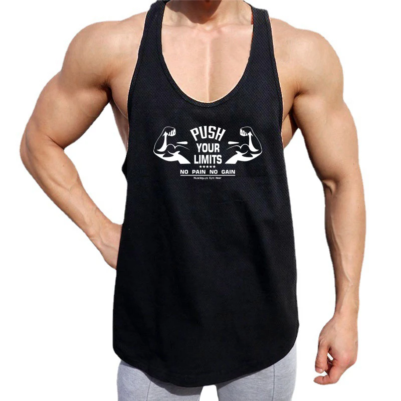 Men's Running Tank Tops Loose Sports Sleeveless T shirt Men Gym Clothing Fitness Racer Back Mesh Bodybuilding Muscle TankTop
