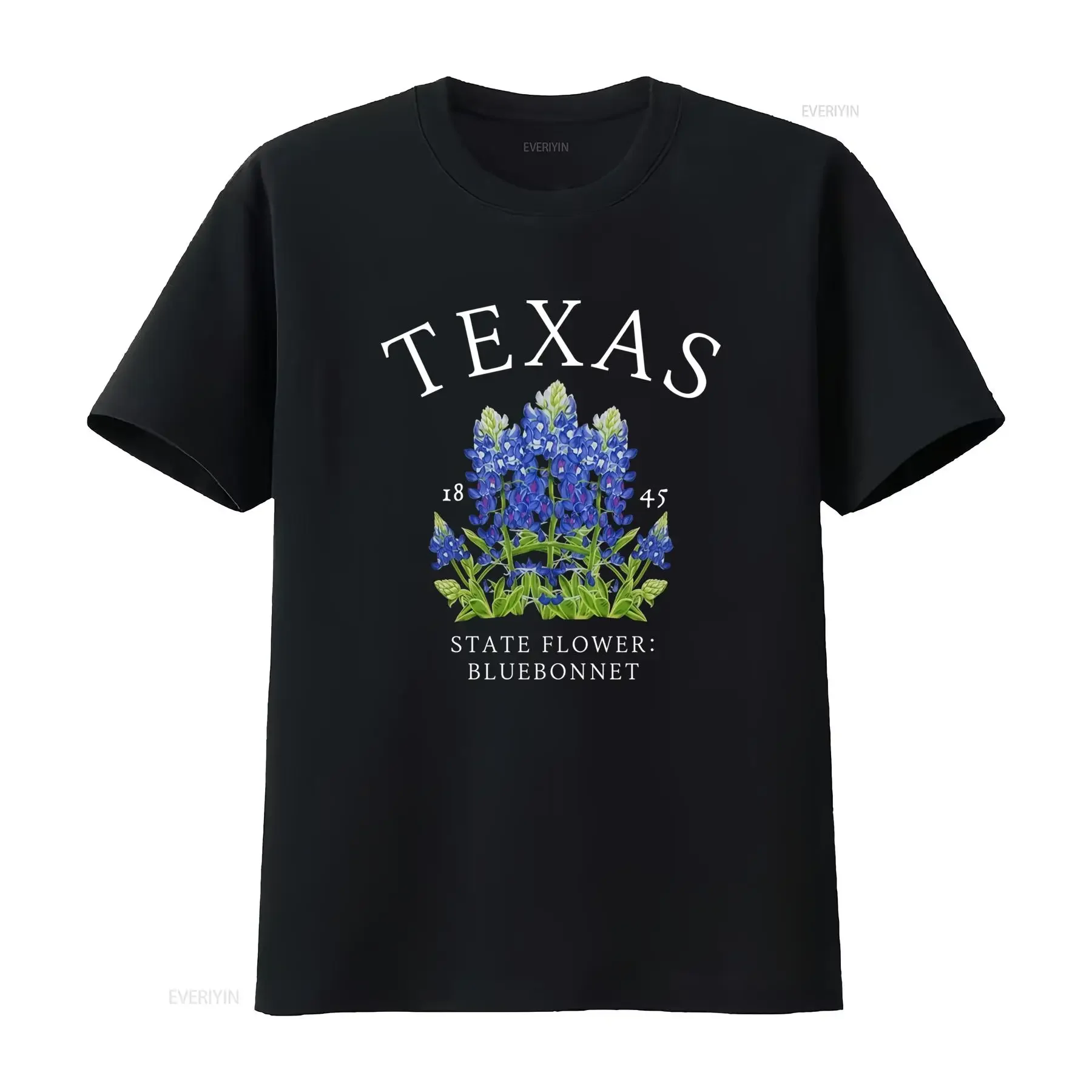 Vintage Texas State Flower Bluebonnet Botanical Print Casual T Shirt vintage Washed Stylish fashion Soft Breathable homme