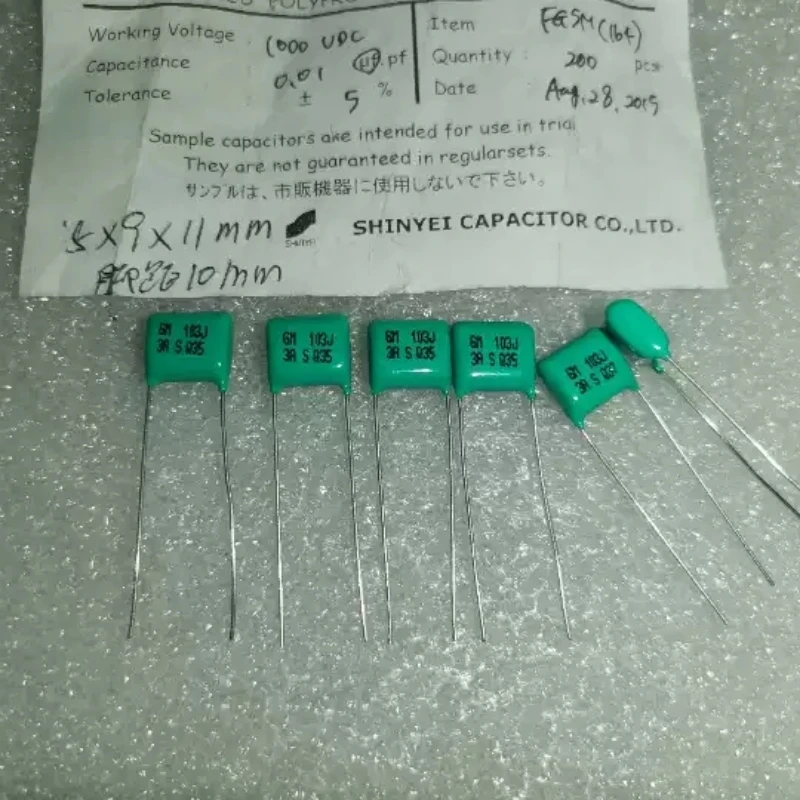 

Japanese SHINYEI 1000V0.01UF 3A103J audio film capacitor with small volume and low loss 10MM