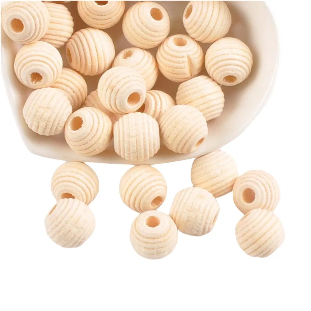 10/50Pcs 12/20mm Natural Unfinished Threaded Honeycomb Wooden Beads Spacer Beads DIY Pendant Bracelet Necklace Jewelry Making