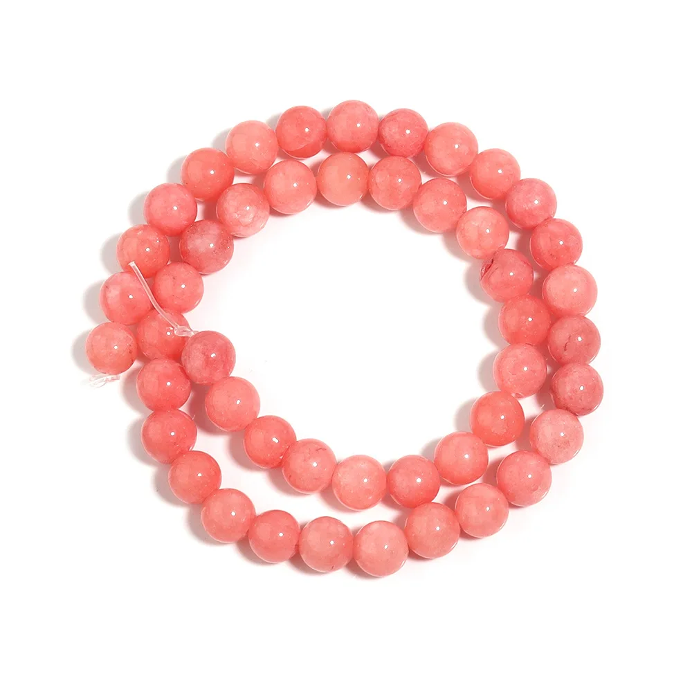 1 Strand/Lot Natuurlijke Roze Chalcedoon Stenen Kralen Spacer Jades Kraal voor Sieraden Maken DIY Armband Ketting Accessoires