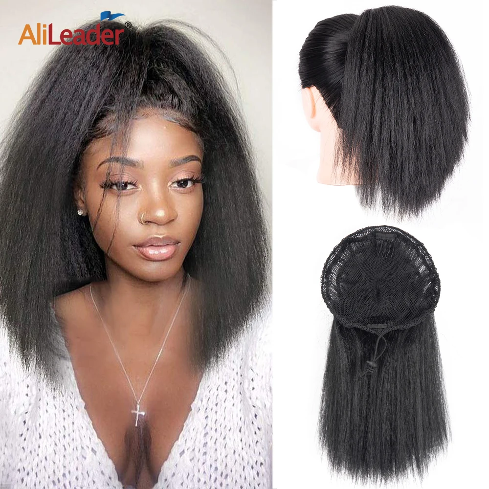 

Afro Kinky Straight Ponytail Extension Yaki Straight Drawstring Ponytail Clip In Ponytail High Temperature Synthetic Ponytail