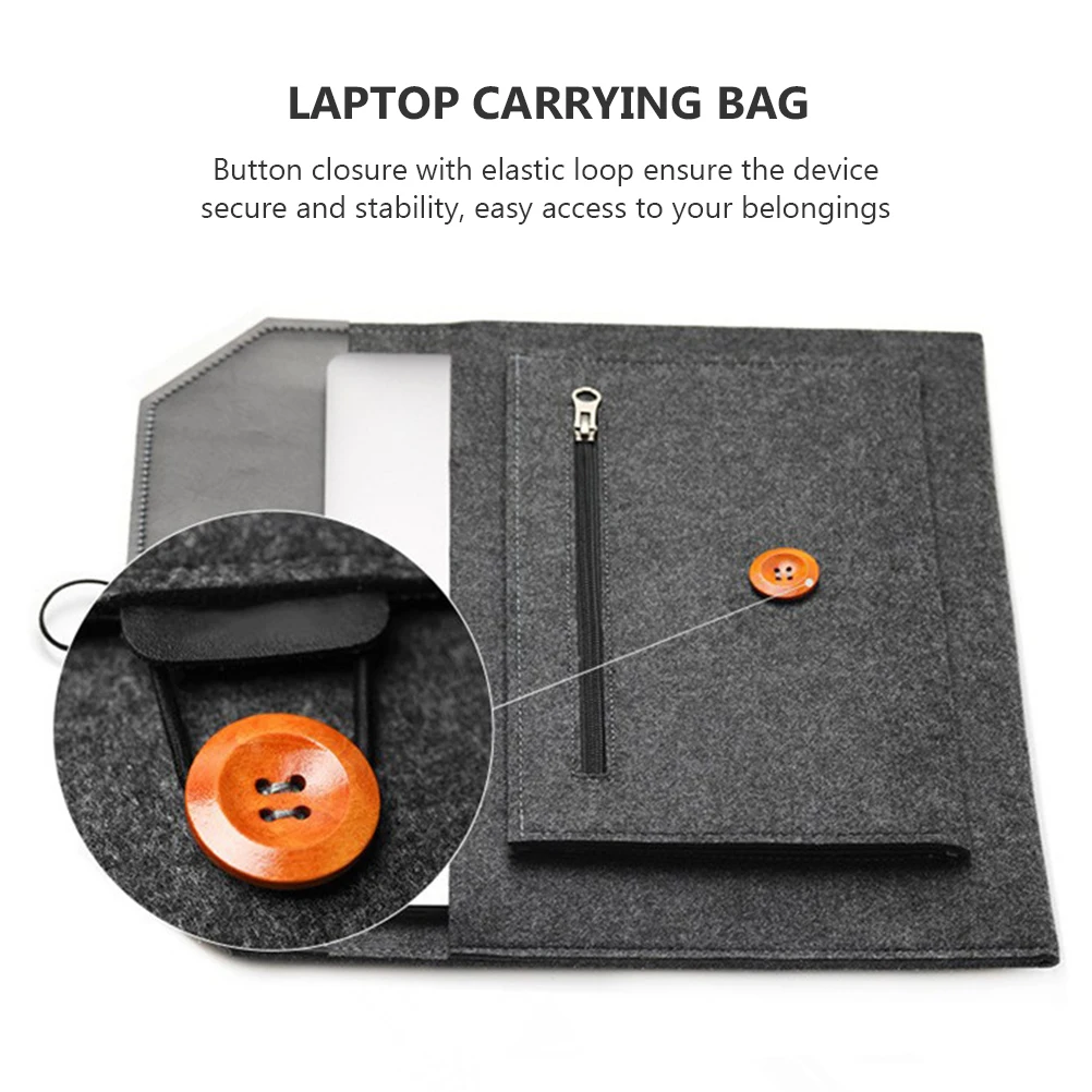

Black Felt Laptop Case Portable 14 Inch Laptop Storage Bag Business Travel Computer Organizer Computer Handbag