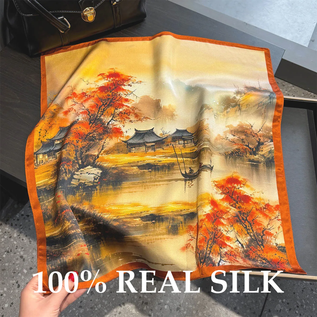 Luxuriöser Reise-Strandschal aus 100% Seide, Damen-Sonnenschutz-Bandana, Hochwertige Quadratische Schals, Kopftuch, Hijab, Stola, Foulard