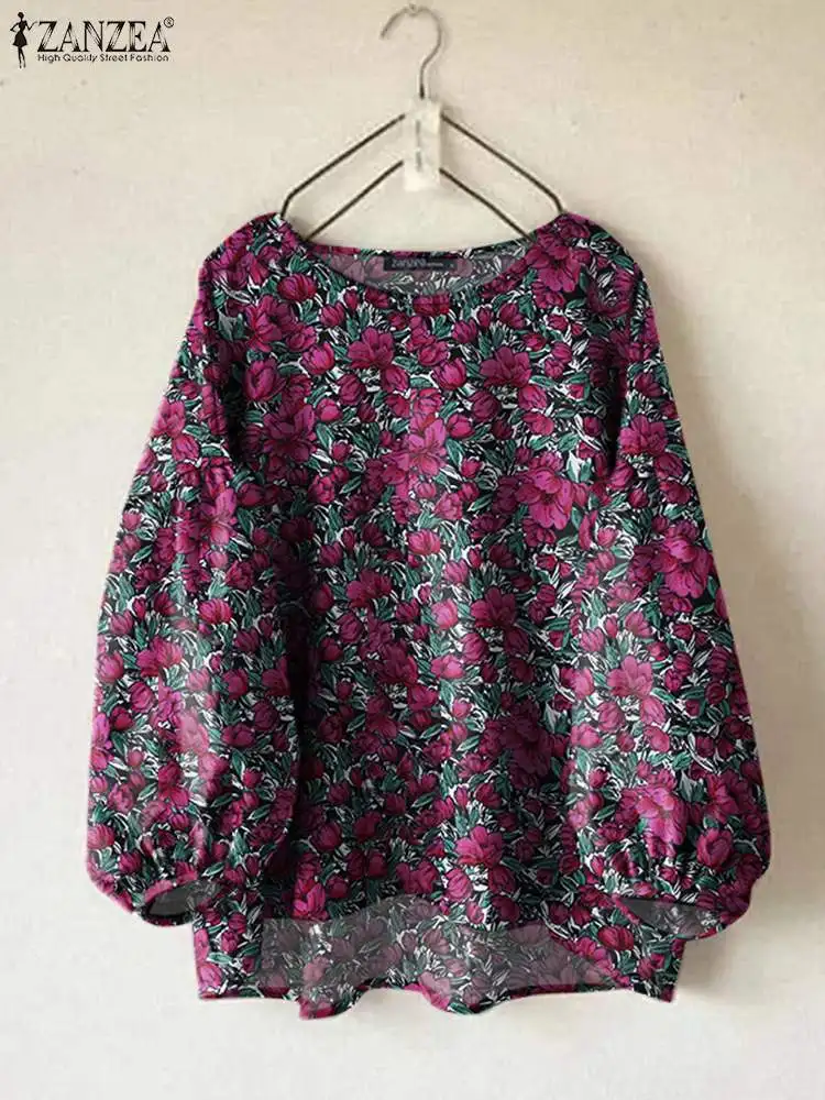Zanzea Herbst Bohemian Vintage Langarmhemd Blusas Frauen gedruckt Bluse Frau Blumen Tops Mode lässig o Hals lose Hemd