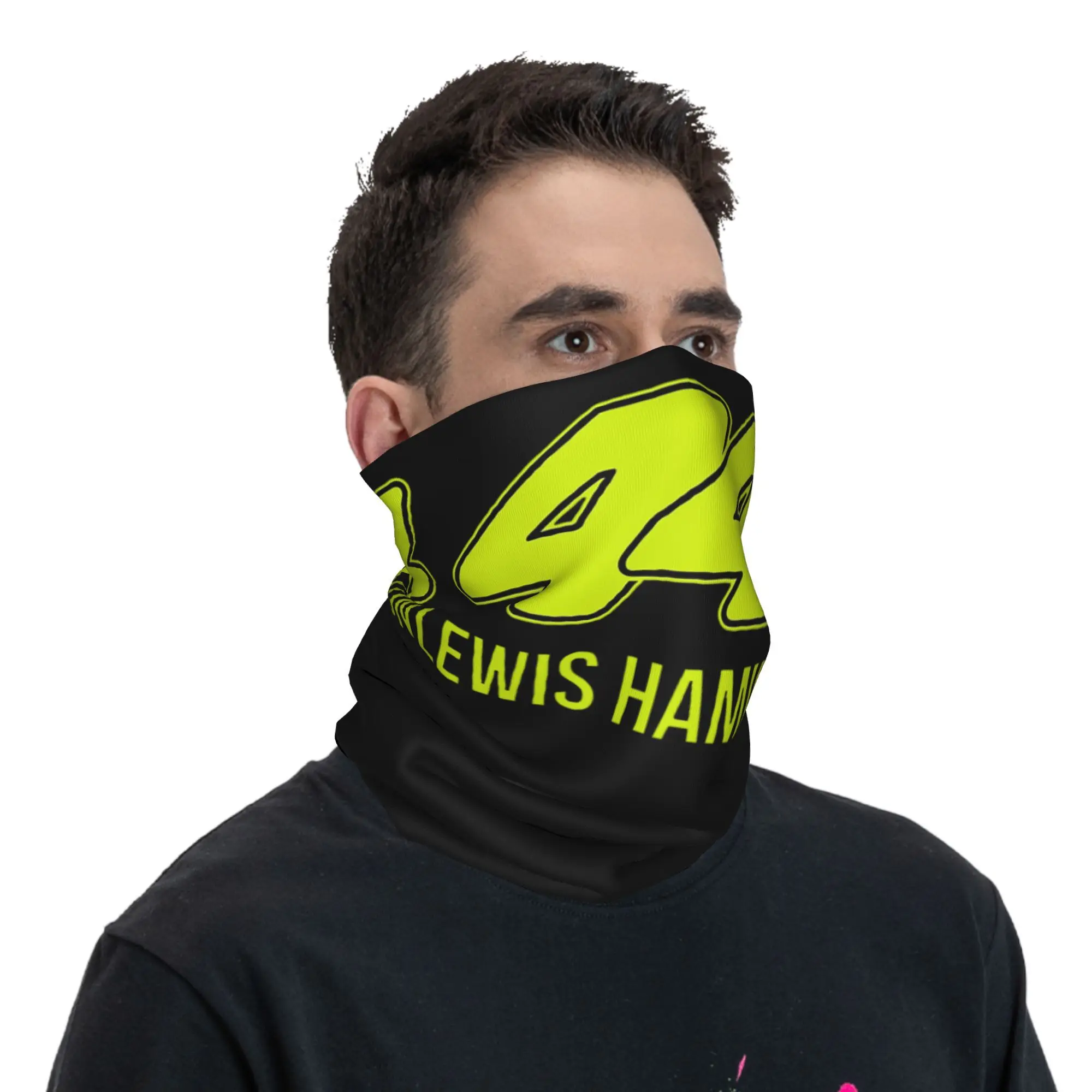 لويس هاميلتون 44 باندانا غطاء الرقبة المطبوعة التفاف قناع وشاح متعدد الاستخدام أغطية الرأس الرياضة في الهواء الطلق للرجال النساء الكبار قابل للغسل