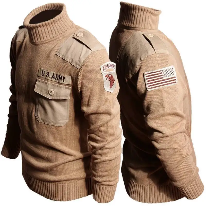 

US Military Tactical Autumn Winter Men S High Collar Pullover Knit Sweater Warm Inner Clothing Knitwear Shirt Male Coat
