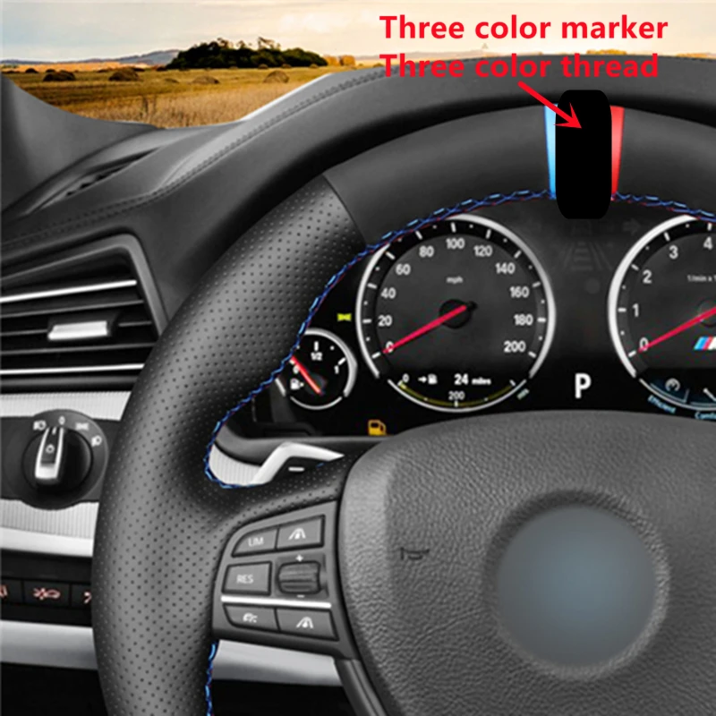 Black Suede Leather Car Steering Wheel Cover For BMW M Sport F10 F11 (Touring) F07 F12 F13 F06 F01 F02 M5 F10