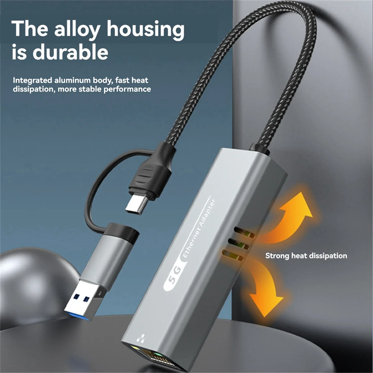 USB 3.0+Type-C-5G 유선 네트워크 카드 어댑터 1000Mbps 네트워크 어댑터 노트북 Win10/11/Mac OS용 RJ45 네트워크 포트