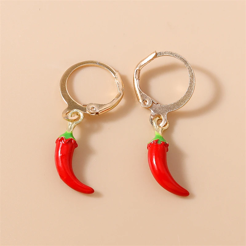 Modische Frucht-Ohrringe für Damen, Erdbeere, Apfel, Mais, Chili, Hängeohrringe, Mädchen, Party, Festival, Schmuck, Geschenke – Detail 14