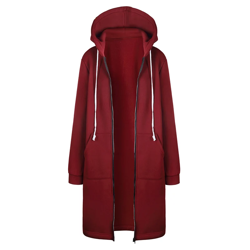 2024 Women\'s Autumn Winter ThickenHoodies Parkas Loose Hooded Jackets Zipper Pocket Maxi Size Sweatshirt Sports Dresses Outwear