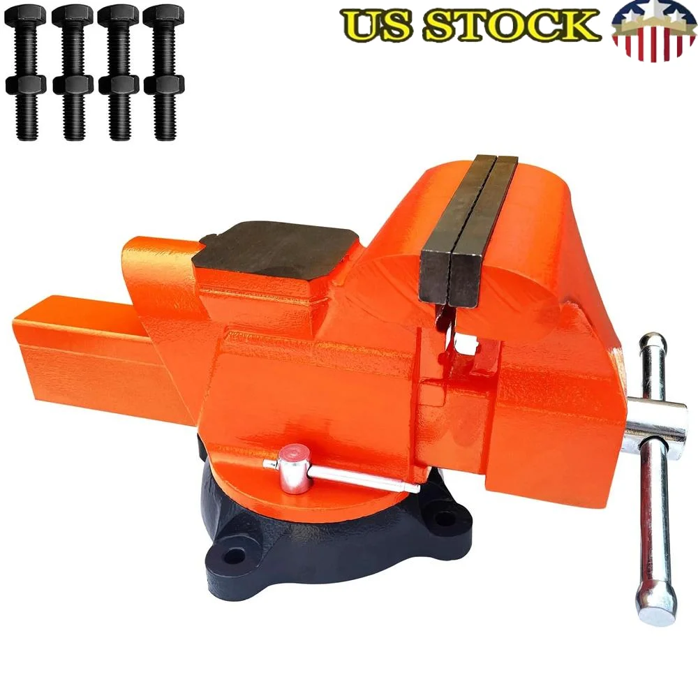 6 インチベンチ万力 5.5 インチ顎開口部 360 度回転ベース安全なグリップヘビーデューティ鋳鉄ワークショップツール多機能