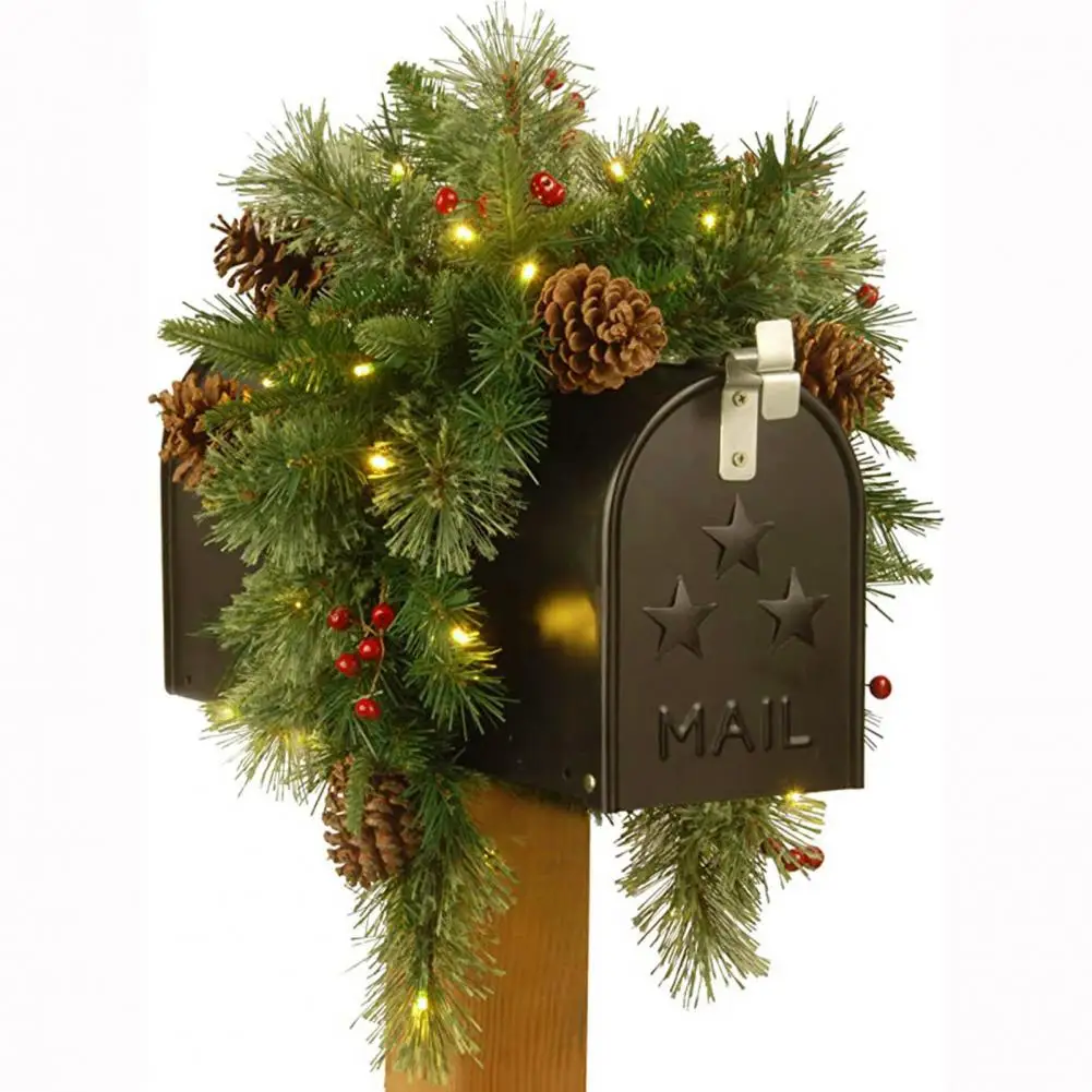 Mailbox Christmas Decoration Lights Holiday Mailbox Decor 36 Pre-lit Christmas Mailbox Swag with Timer Function for Front