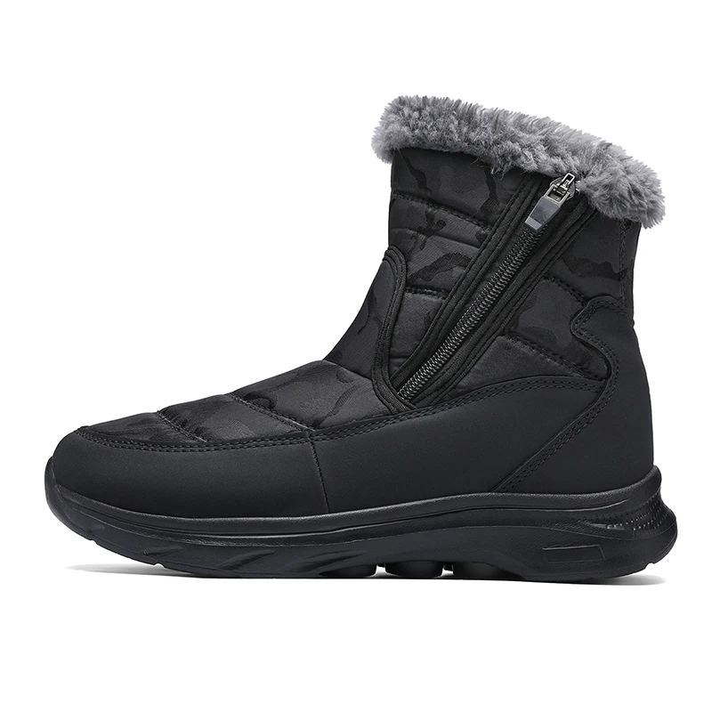 Botas de nieve tobilleras de invierno Botas cálidas con forro de felpa impermeables con cremallera lateral Zapatos de invierno ligeros para exteriores para hombres