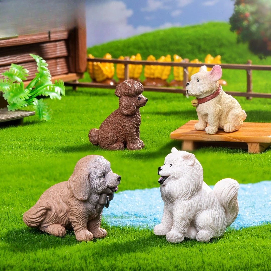 6 Pcs/Set Micro Landscape Cute Golden Retriever French Bulldog Poodle Dog Doll DIY Decorations