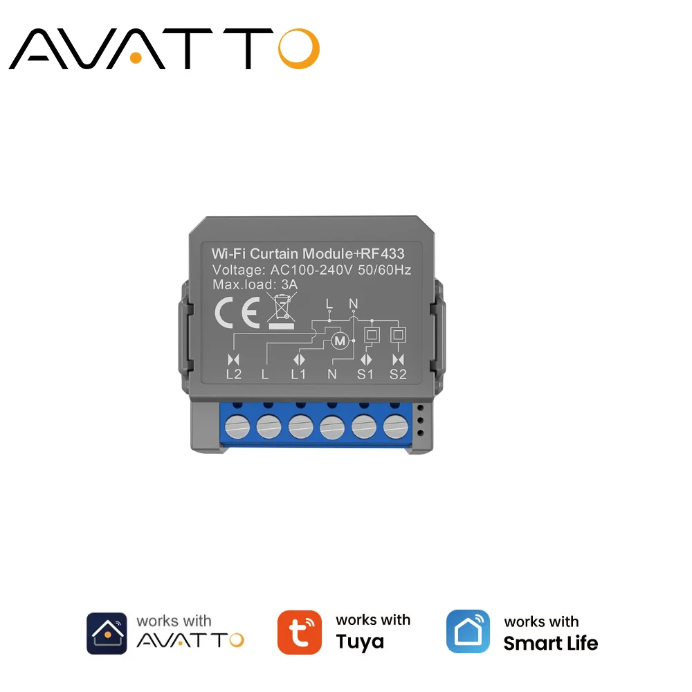 

AVATTO Tuya WiFi RF умный модуль штор для рулонных жалюзи и штор, моторизованный переключатель штор с Alexa Google Home