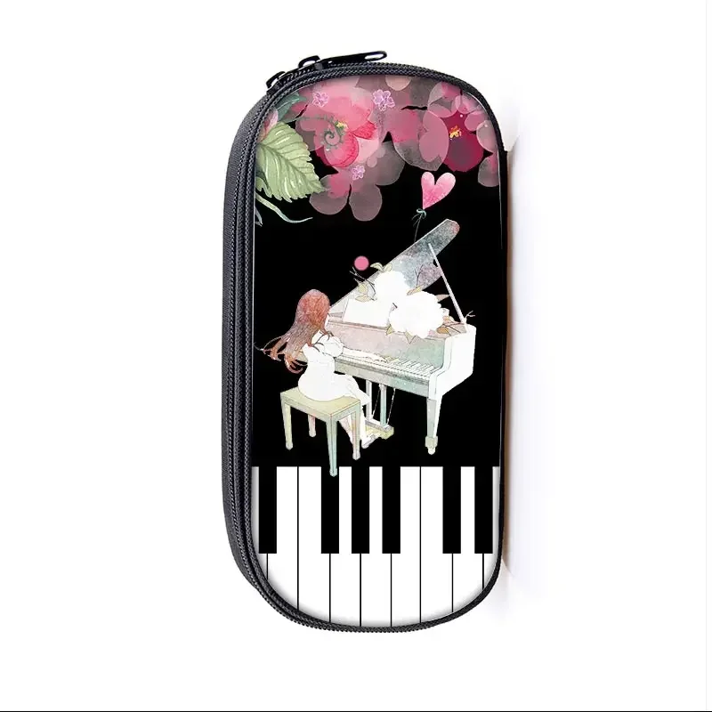 Elegent Music Note Piano / Guitar Cosmetic Case Pen Holder Women Makeup Bag Kids Pencil Box Girl Stationary Bags School Supplies