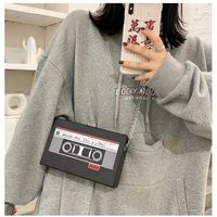 New retro personality sex quirky radio female bag trend box small square bag tape chain net red shoulder crossbody female