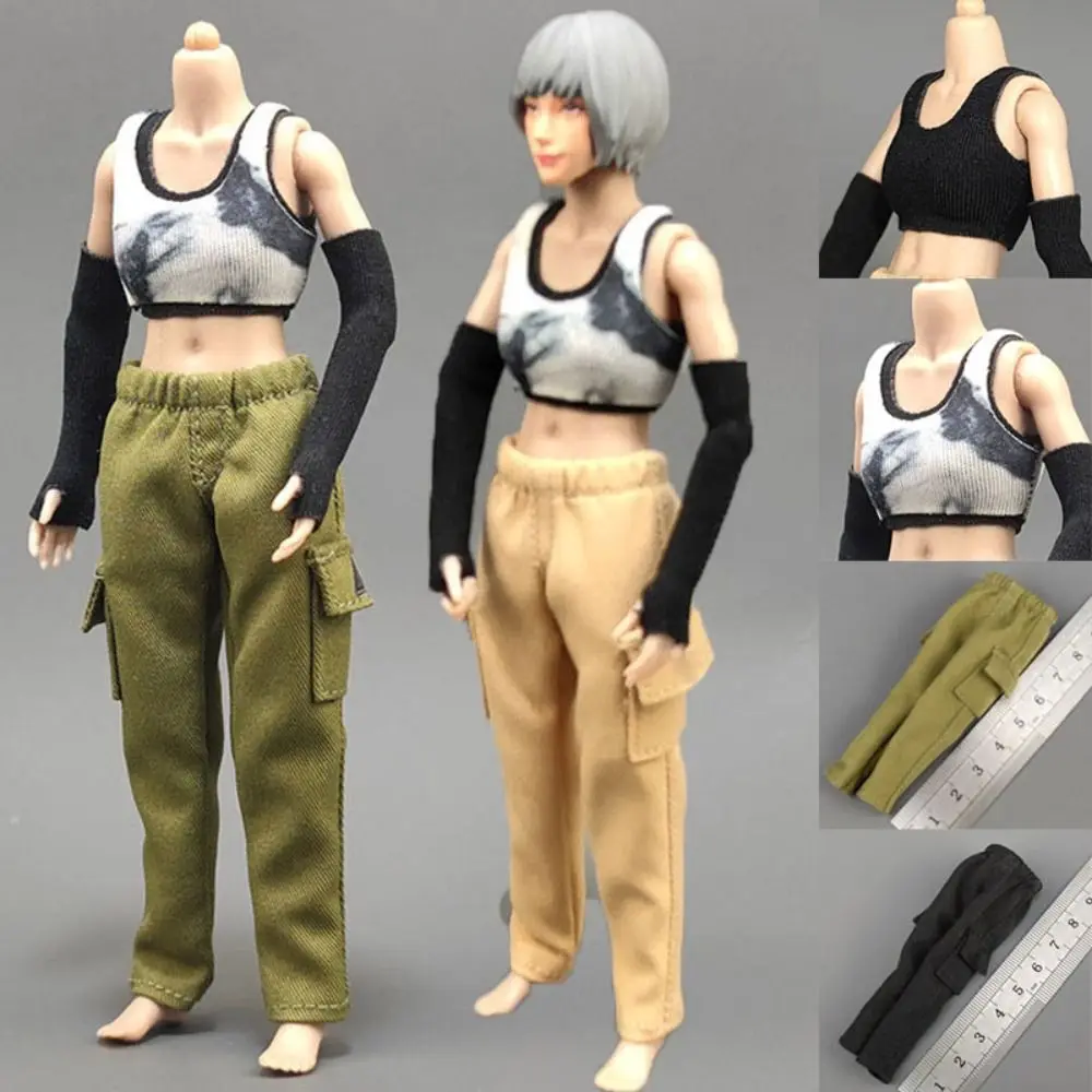 Alta calidad, 6 estilos, pantalones de bolsillo, camisetas sin mangas de algodón, mangas, figura de soldado, accesorio 1/12 soldado en miniatura