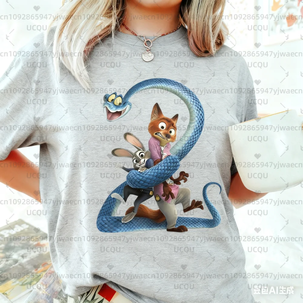 Zootopia 2 قميص الراحة الألوان جودي هوبس نيك وايلد غاري دي ثعبان المرأة الرجال قصيرة الأكمام القطن تي شيرت بلايز #3