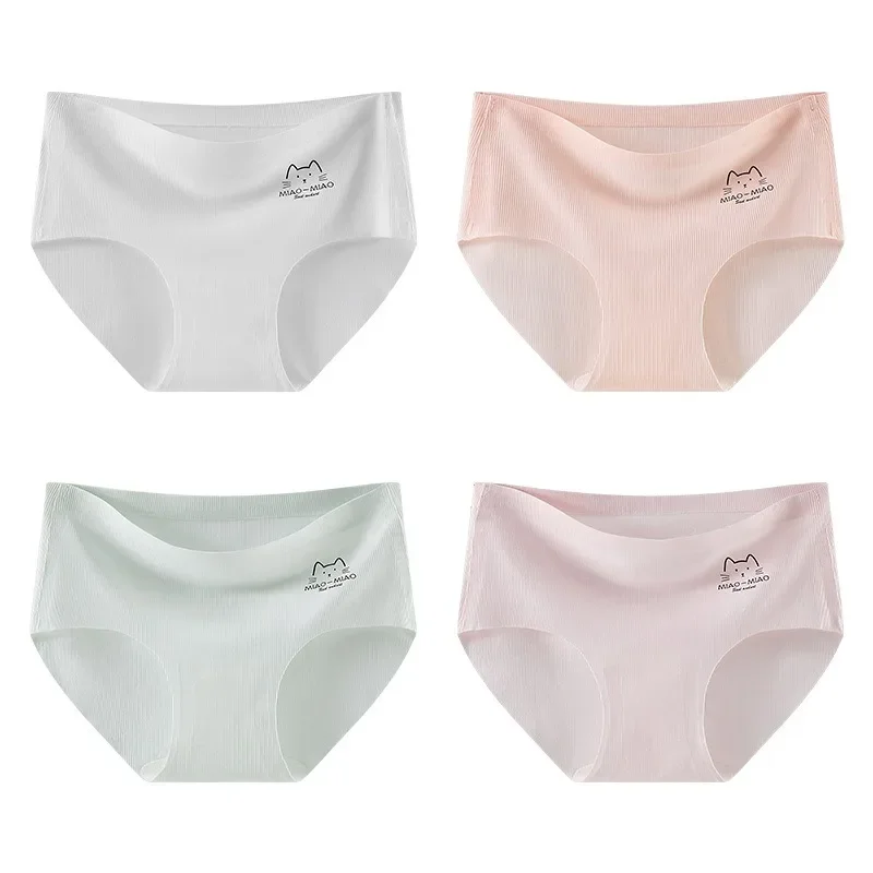 4PCS Kids Modal Seamless Panties for Girls Thin Breathable Knickers Baby Soft Antibacterial Briefs 3+y Young Children Underwears