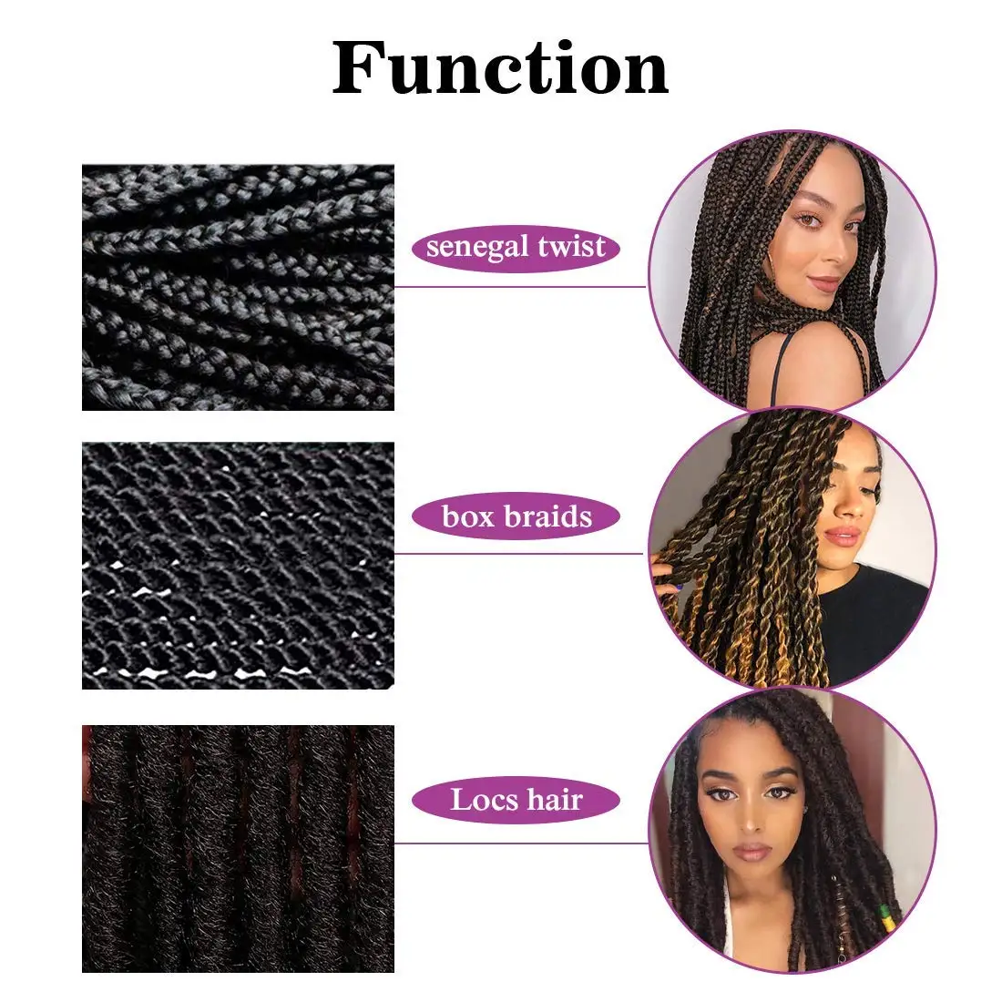 Pre Stretched Braiding Hair Natural Black Braiding Hair for Professional Braiding Hair Extensions Synthetic Fiber Crochet Braid