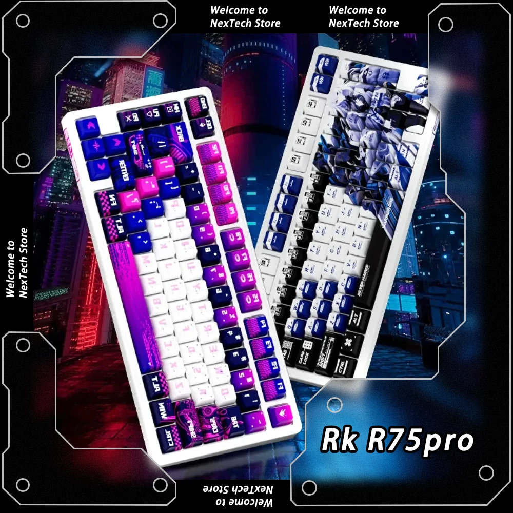 Rk R75pro Wired Magnetic Switch Keyboard Single Mode 0.1ms Low Delay RT0.005mm Hot Swap With Knob Gaming Mechanical Keyboard PC