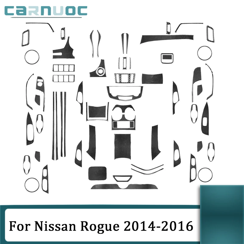 

For Nissan Rogue 2014 2015 2016 Carbon Fiber Black Interior Parts Stickers Car Styling Interior Decorative Accessories