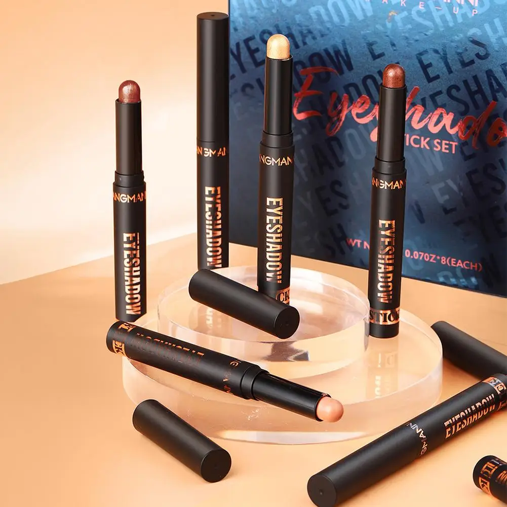 7 cores ouro azul sombra lápis perolado fosco vara rosto destaque cor à prova dwaterproof água sombra glitter longa duração i1z4