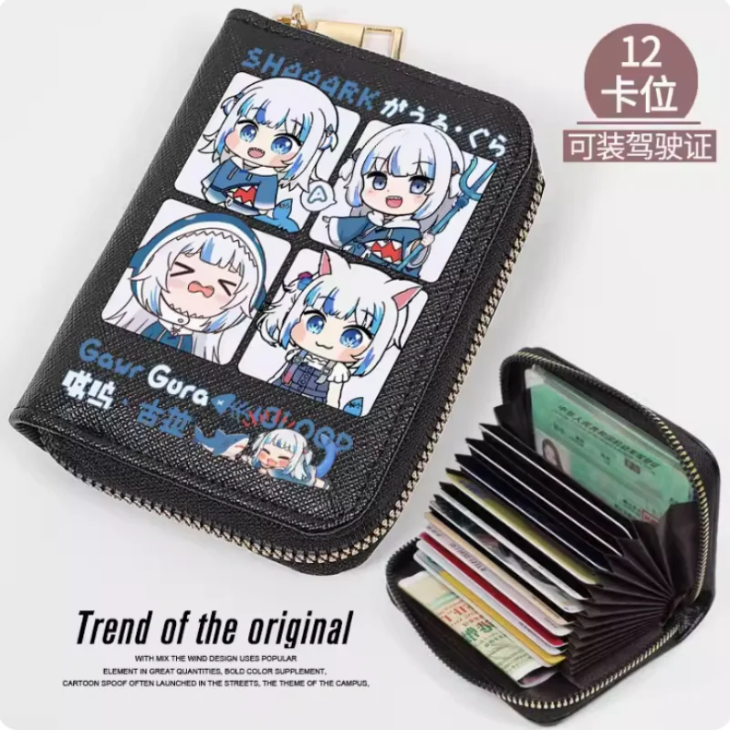 Anime Hololive Gawr Gura Mode Brieftasche Pu Geldbörse Karte Münze Reiß verschluss Bargeld halter Tasche Cosplay Geschenk B429