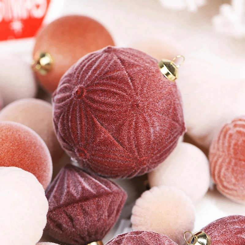 35 قطعة/صندوق توافدوا عيد الميلاد المخملية الكرة قلادة قابلة لإعادة الاستخدام شاتيربروف عيد الميلاد كرات معلقة DIY بها بنفسك شجرة عيد الميلاد الحلي #3