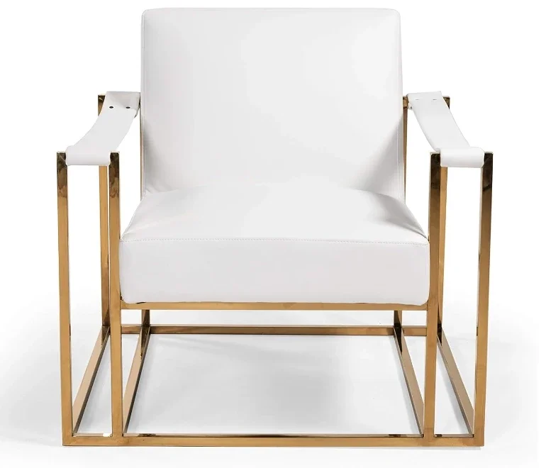 

For Modern Living Room Furniture Stainless Steel Leisure Single Chair PU Leather Accent Chair for Home Restaurant Hotel