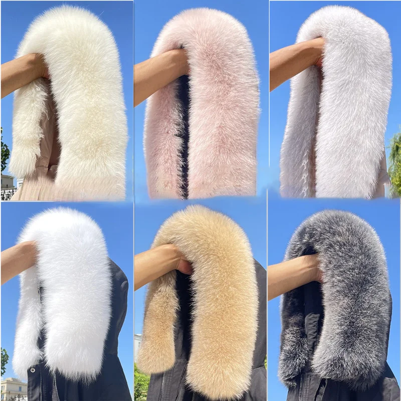 

Fur Collar Ladies Winter Natural Fox Fur Collar For Women Parka Jacket Fur Collar Fluffy Fur Scarf Shawls Neck Warmers Fur Shawl