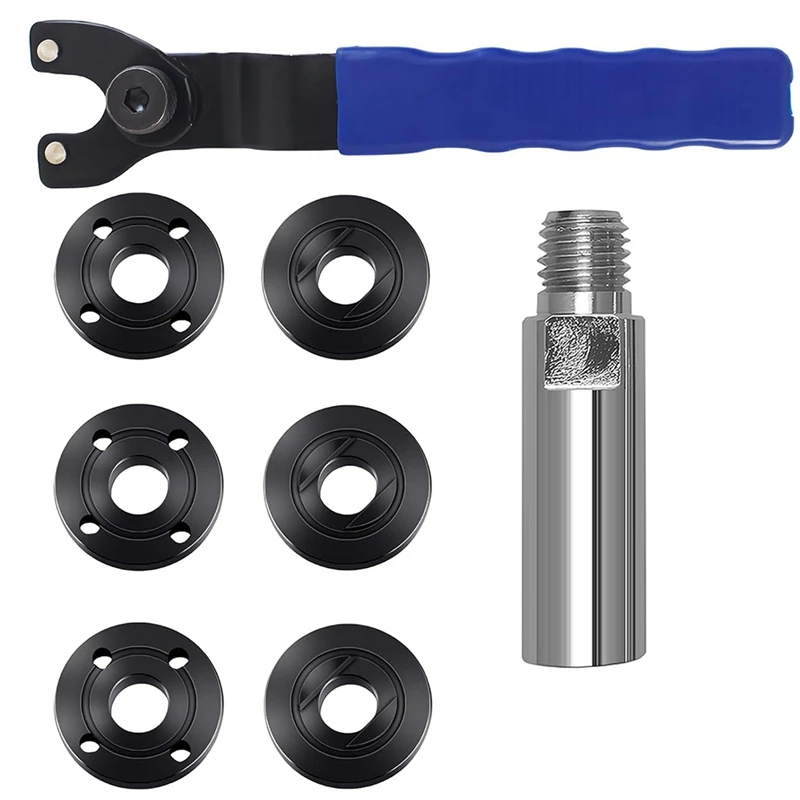 

Angle Grinder Wrench 5/8In-11 Angle Grinder Extension Shaft With 6Pcs Spanner Flange Grinder Nut