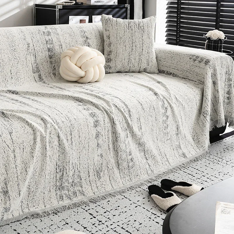 European Chenier Sofa Towel with Tassel Anti-Cat Scratching All-Cover Couch Blankets Soft Easy-Care Home Decor for Living Room