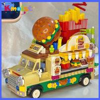 Building Blocks Ice Cream Burger Truck Food Truck Mini Creative Model Puzzle Assembly Toys for Boys Girls Kids Gifts Home Decor