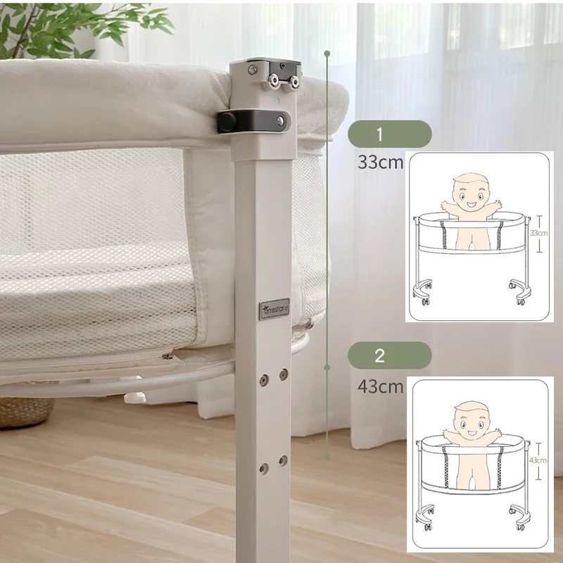 Cuna de madera para bebé, cuna portátil de fácil plegado, cama portátil ajustable para bebé, niño, niña, recién nacido