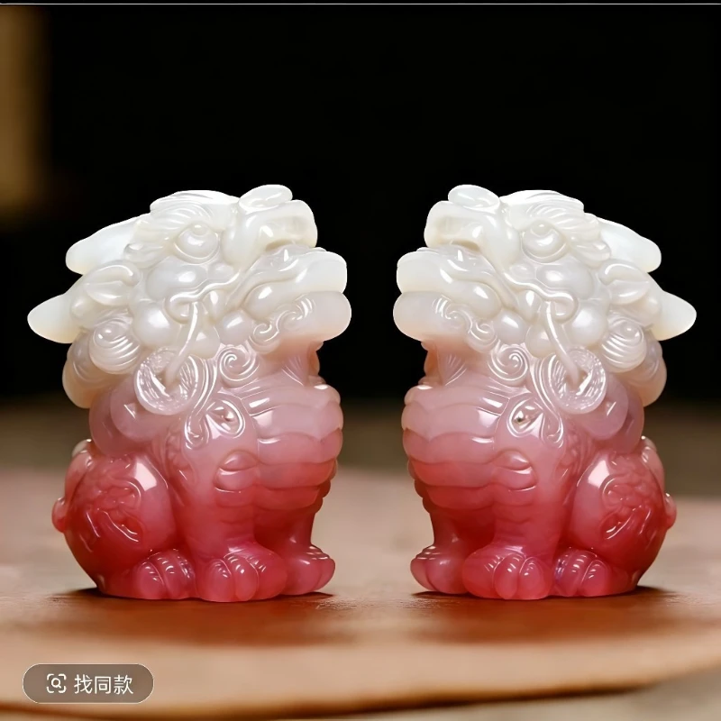 

LH unicorn ornament a pair of resin imitation jade jewelry office living room counter ornament