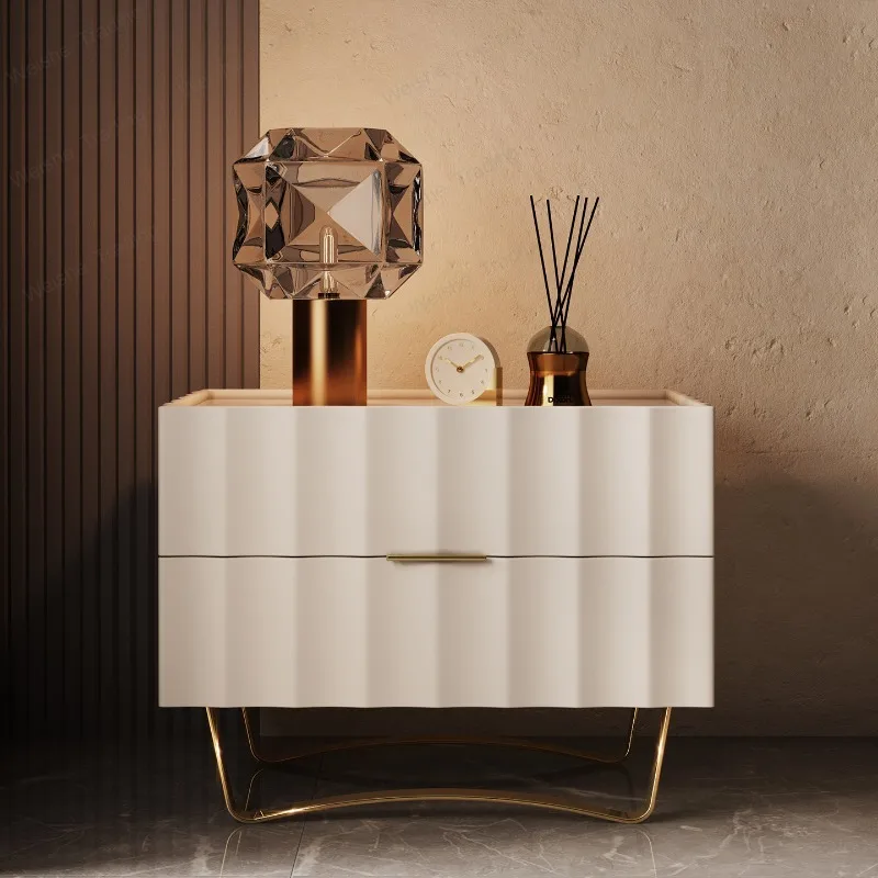 Bedside table Light luxury high-end master bedroom Modern simple leather bedside table