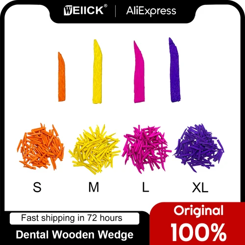 100 Uds cuñas dentales de madera cuñas dentales contorneadas interdentales sin expansión con cuñas de madera de arce de agua odontología