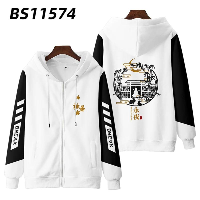 Anime TouHou Project 3D Print Zip Up Women/Men Hoodie Sweatshirt Streetwear HipHop Houraisan Kaguya Cosplay Zipper Hooded Jacket