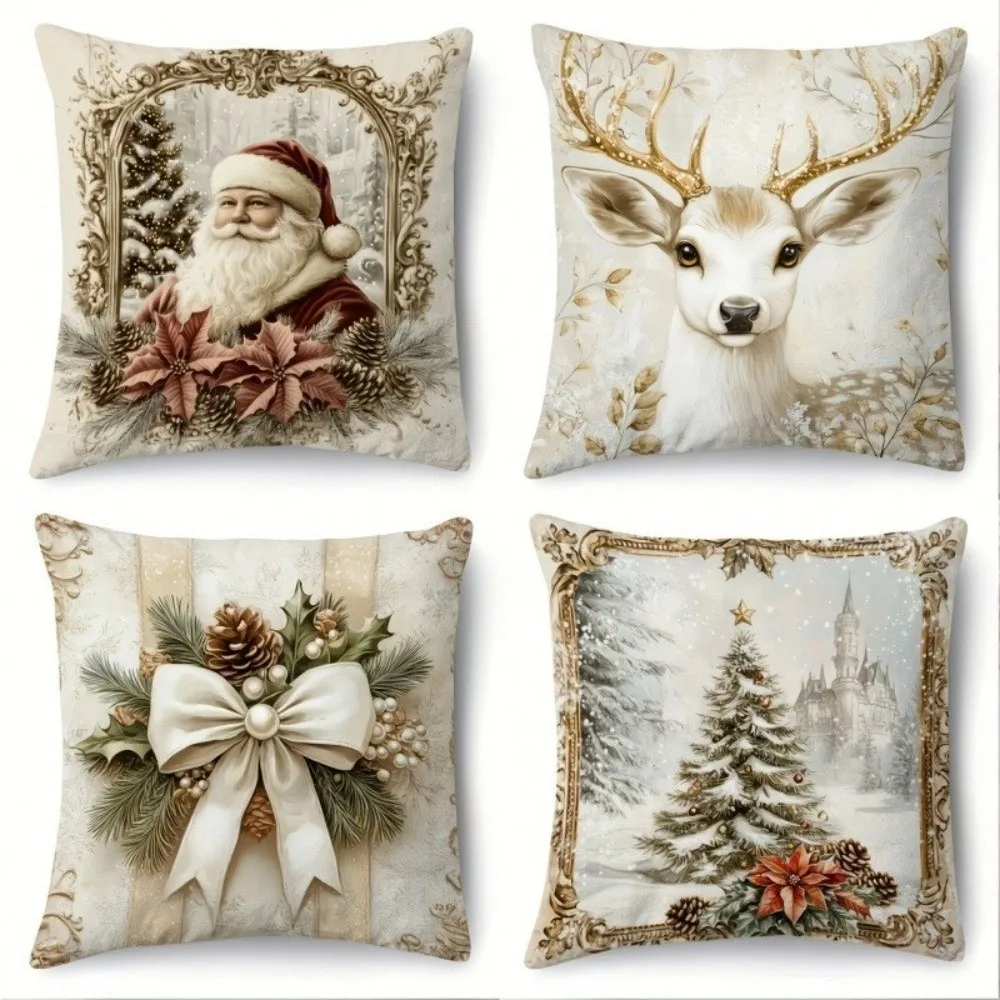 

Новые рождественские наволочки 45x45, наволочка Санта-Клауса, снеговик, ненастоящая вышивка, чехол для подушки, декор для вечеринки