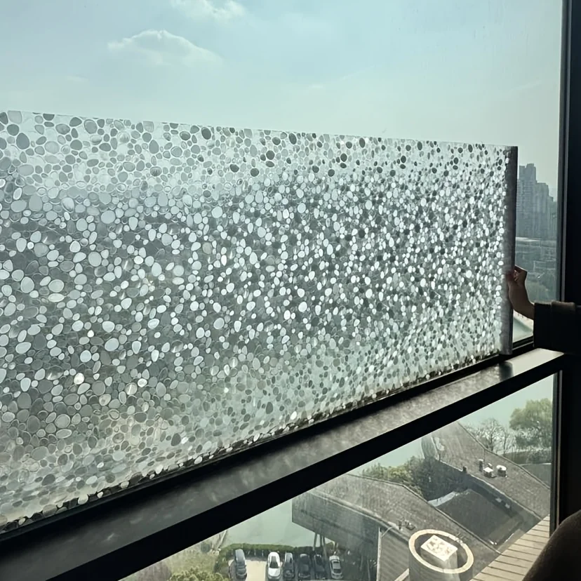 3D Laser Pebble Privacy Window Film Static Cling No Glue Translucent Heat Control UV Protection for Home Bathroom Office Glass