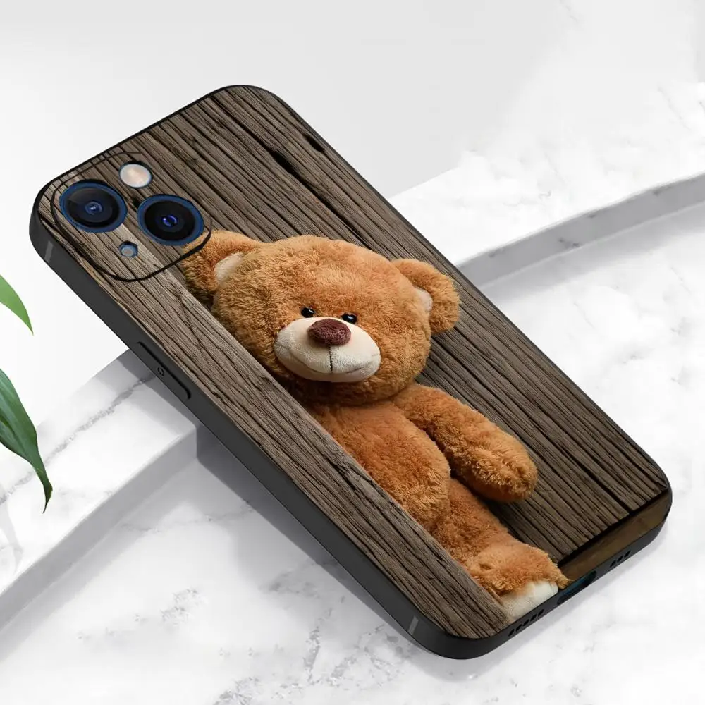 Cute Bear Design Mobile Case for iPhone 17 16 15 14 13 12 11 Pro/ Max/Plus All-inclusive Frosted Soft Case