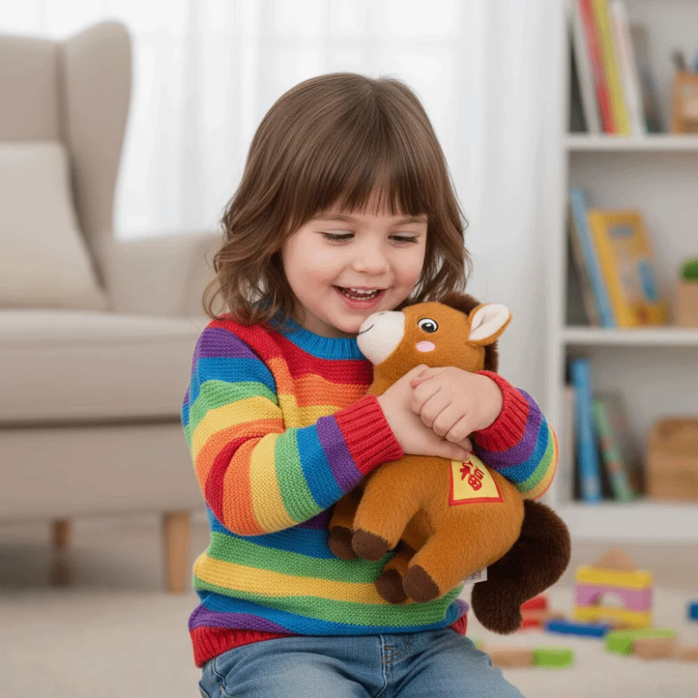 ตุ๊กตาม้านำโชค ตุ๊กตาม้าขนนุ่ม ทำจากใยสังเคราะห์ PP ของเล่นตุ๊กตาม้าขนฟู พกพาสะดวก ตุ๊กตาม้าขนนุ่มแบบพวงกุญแจ