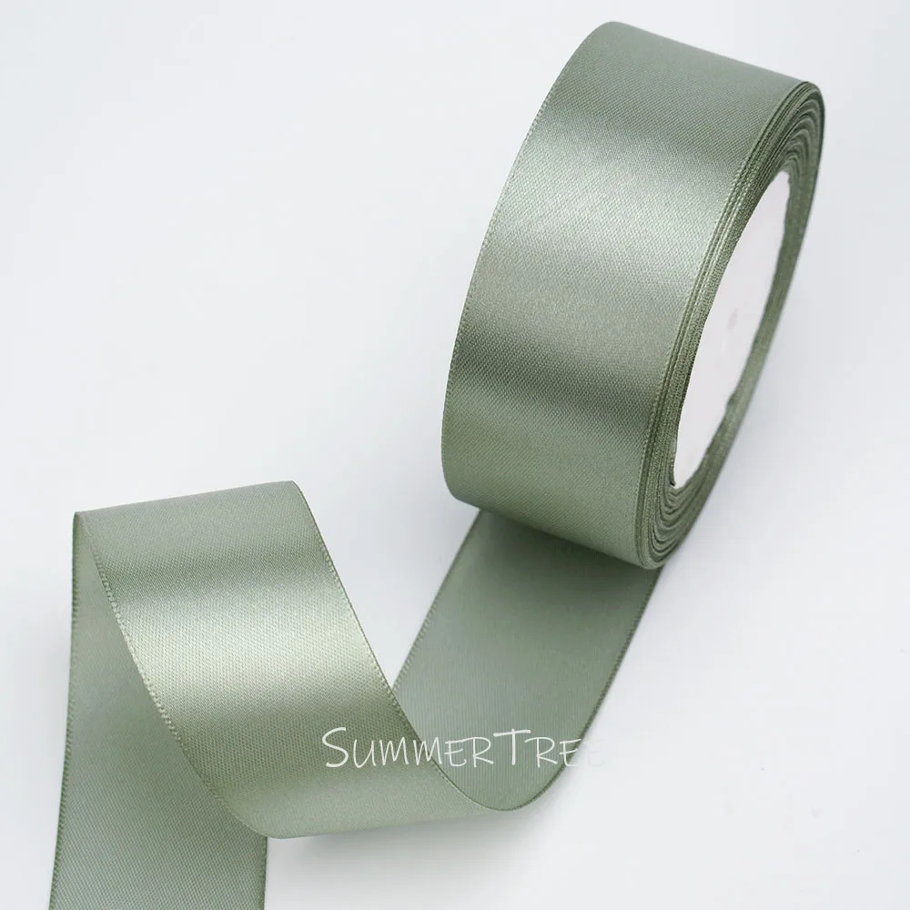 Salbeigrünes Satinband 22,8M 25 Yards Weiches Glänzendes Stoffband für Geschenkverpackungen Hochzeitssträuße DIY-Basteleien Heim- und Partydekoration – Detail 6