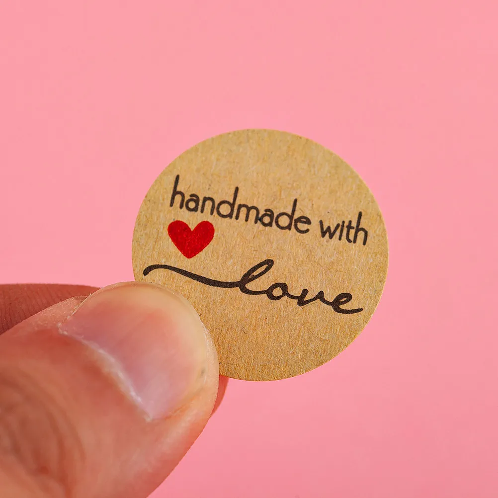 500Pcs Handmade Kraft Paper Gift Stickers Thank You Letter Label Sticker for Parcels Cards Balloons Party Decor